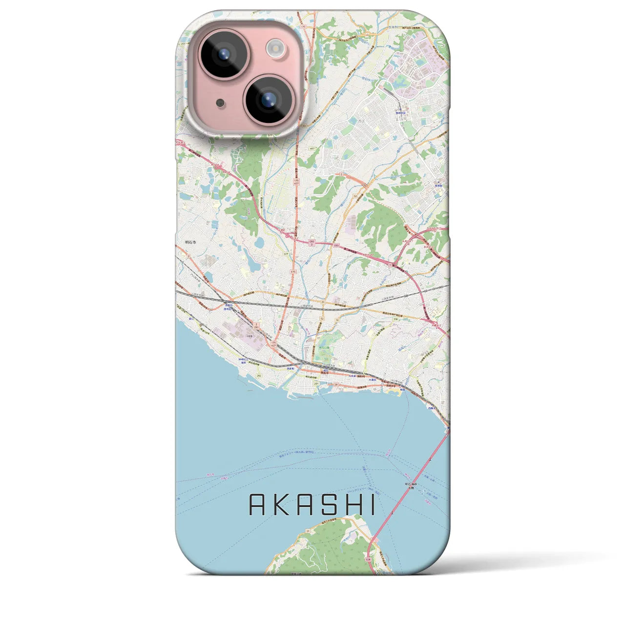 【明石(兵庫県)】地図柄iPhoneケース(バックカバータイプ)