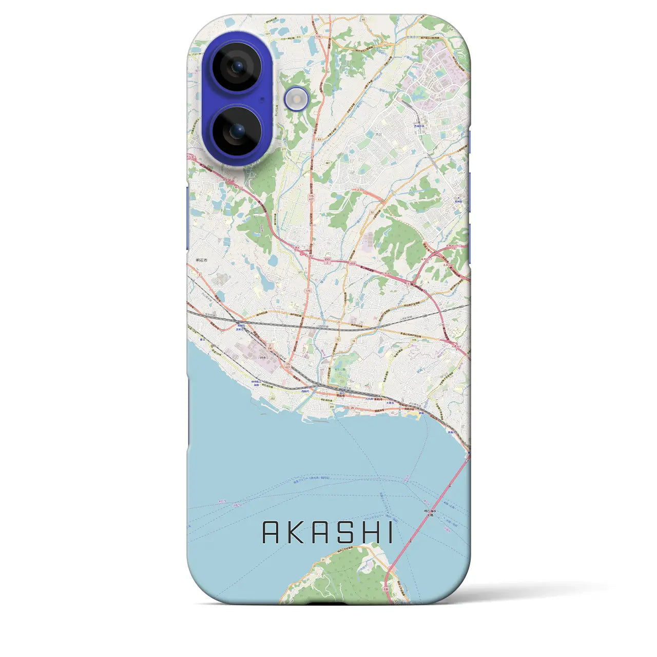 【明石(兵庫県)】地図柄iPhoneケース(バックカバータイプ)ブラック・iPhone 16 Pro Max 用