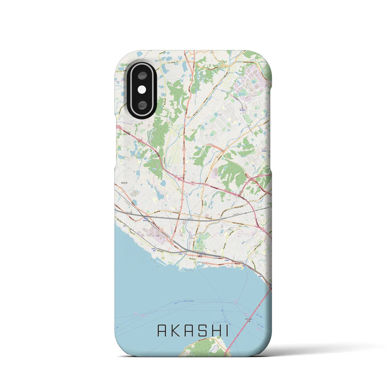 【明石(兵庫県)】地図柄iPhoneケース(バックカバータイプ)