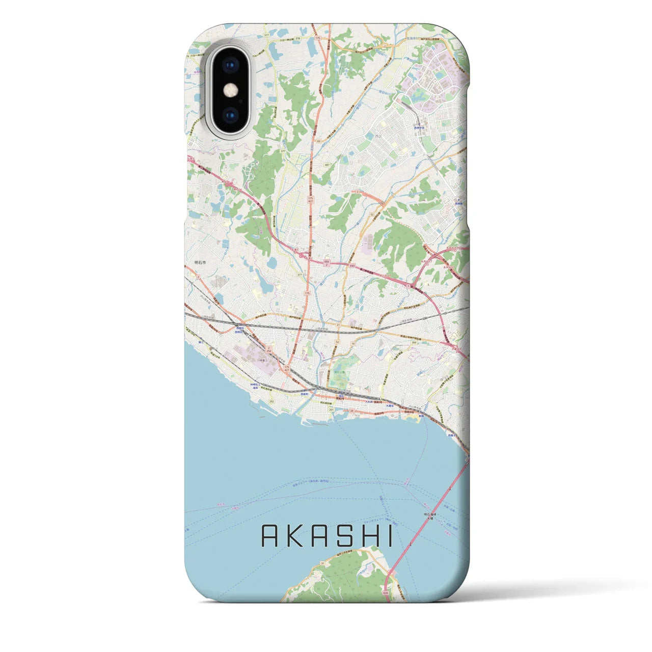 【明石(兵庫県)】地図柄iPhoneケース(バックカバータイプ)