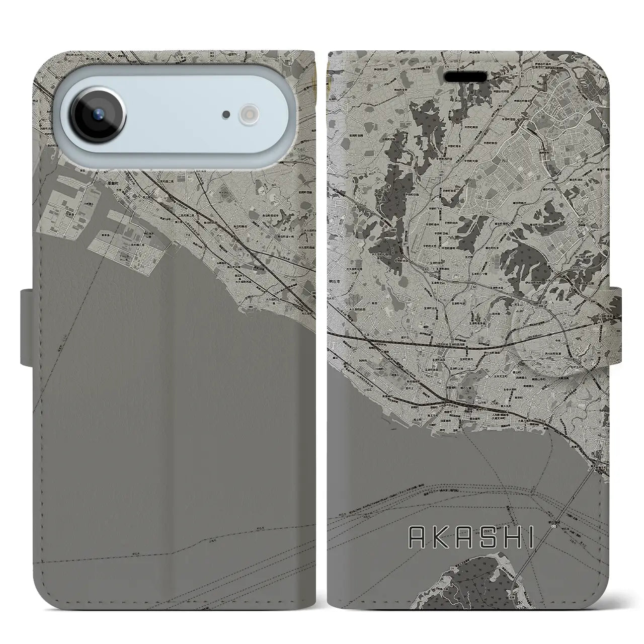 【明石(兵庫県)】地図柄iPhoneケース(手帳タイプ)