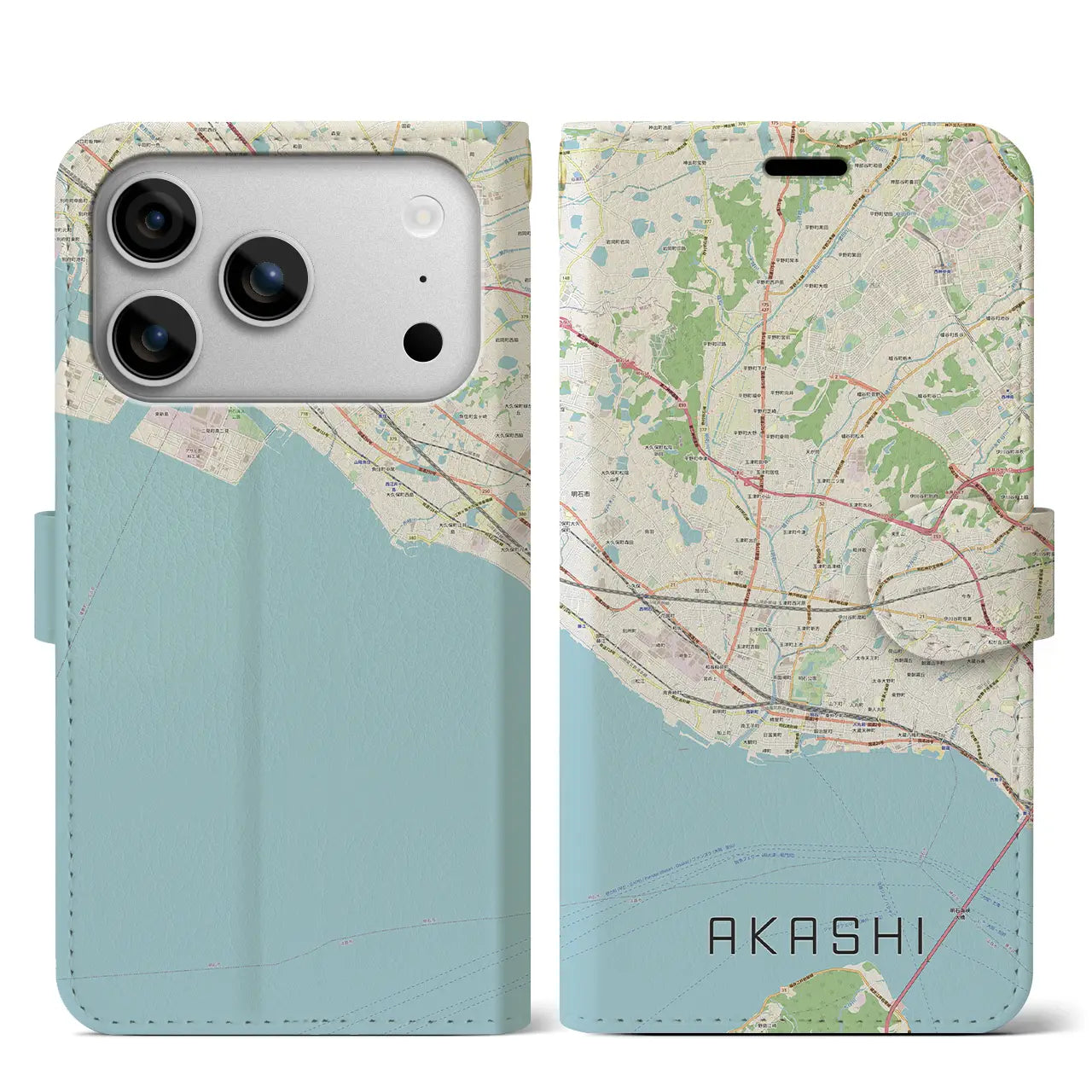 【明石(兵庫県)】地図柄iPhoneケース(手帳タイプ)