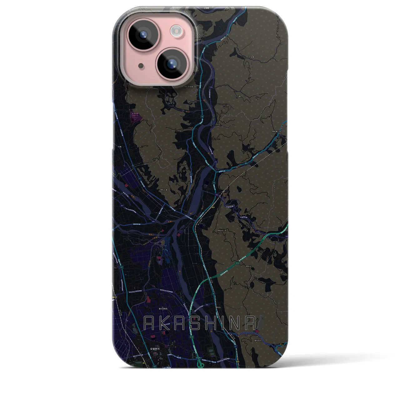 【明科(長野県)】地図柄iPhoneケース(バックカバータイプ)