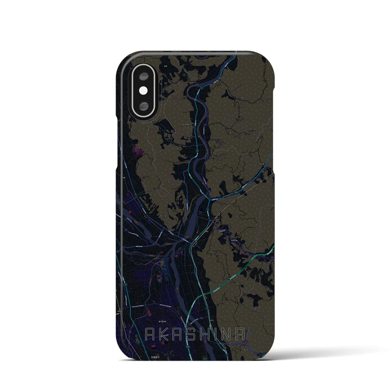 【明科(長野県)】地図柄iPhoneケース(バックカバータイプ)