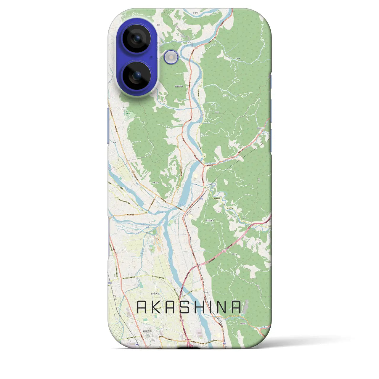 【明科(長野県)】地図柄iPhoneケース(バックカバータイプ)ブラック・iPhone 16 Pro Max 用