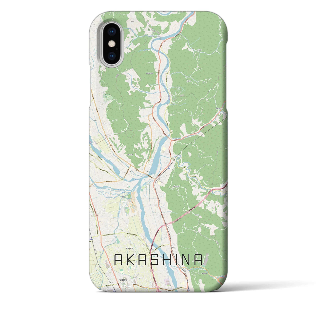 【明科(長野県)】地図柄iPhoneケース(バックカバータイプ)