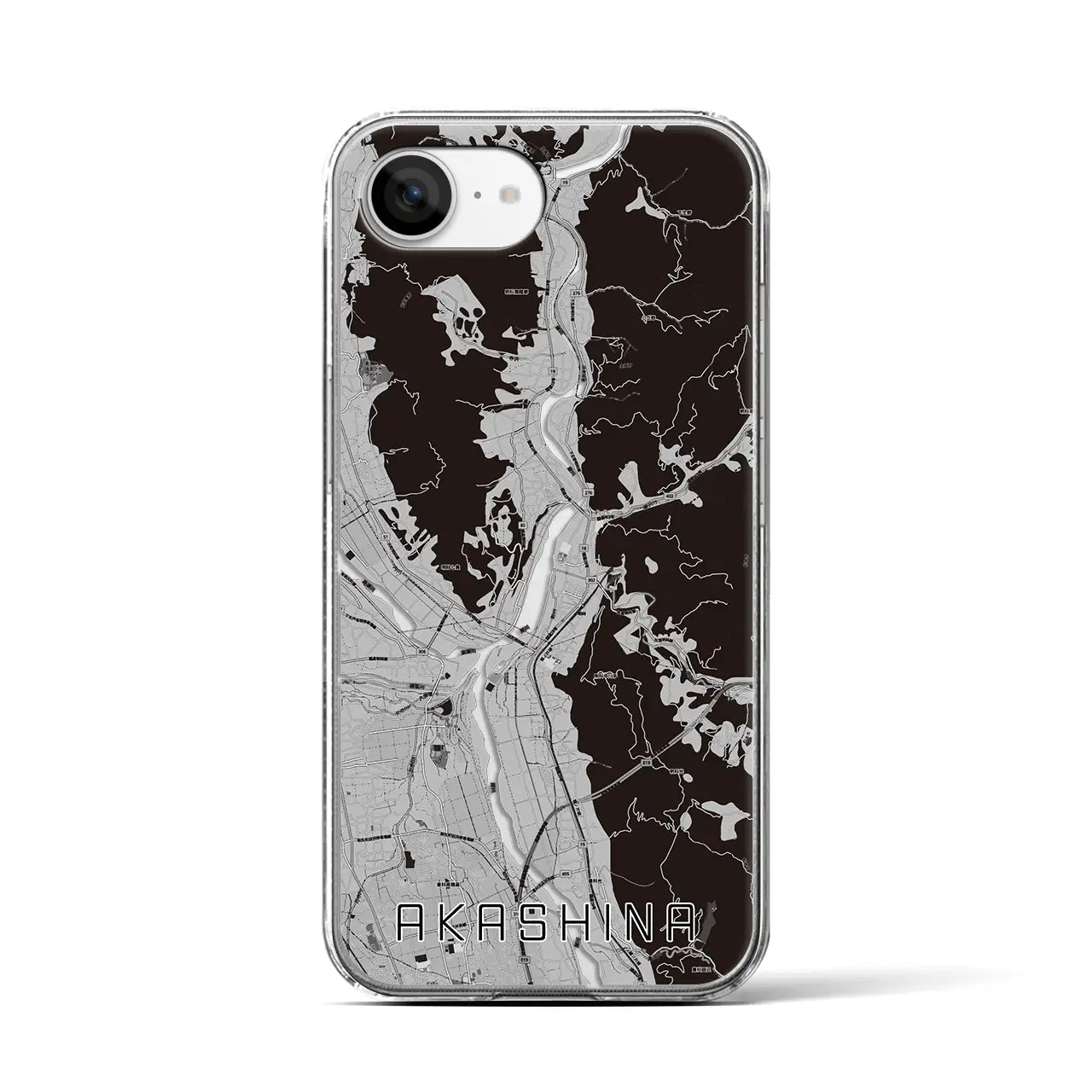 【明科(長野県)】地図柄iPhoneケース(クリアタイプ)