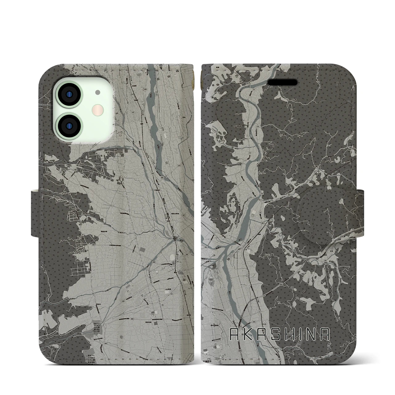 【明科(長野県)】地図柄iPhoneケース(手帳タイプ)