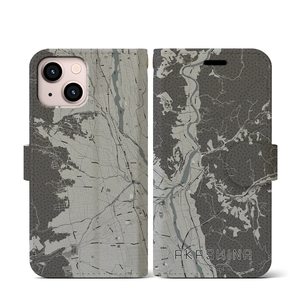 【明科(長野県)】地図柄iPhoneケース(手帳タイプ)