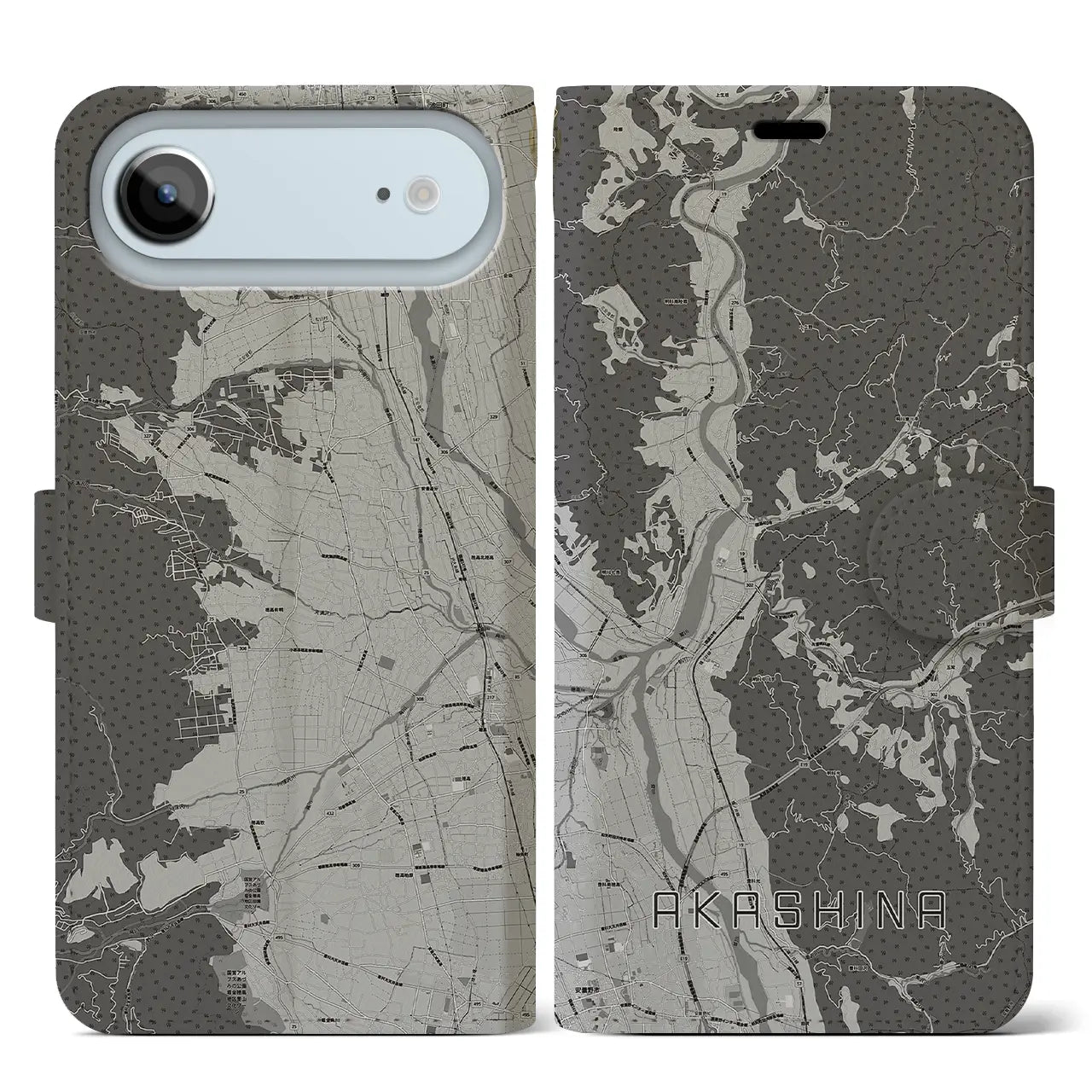 【明科(長野県)】地図柄iPhoneケース(手帳タイプ)