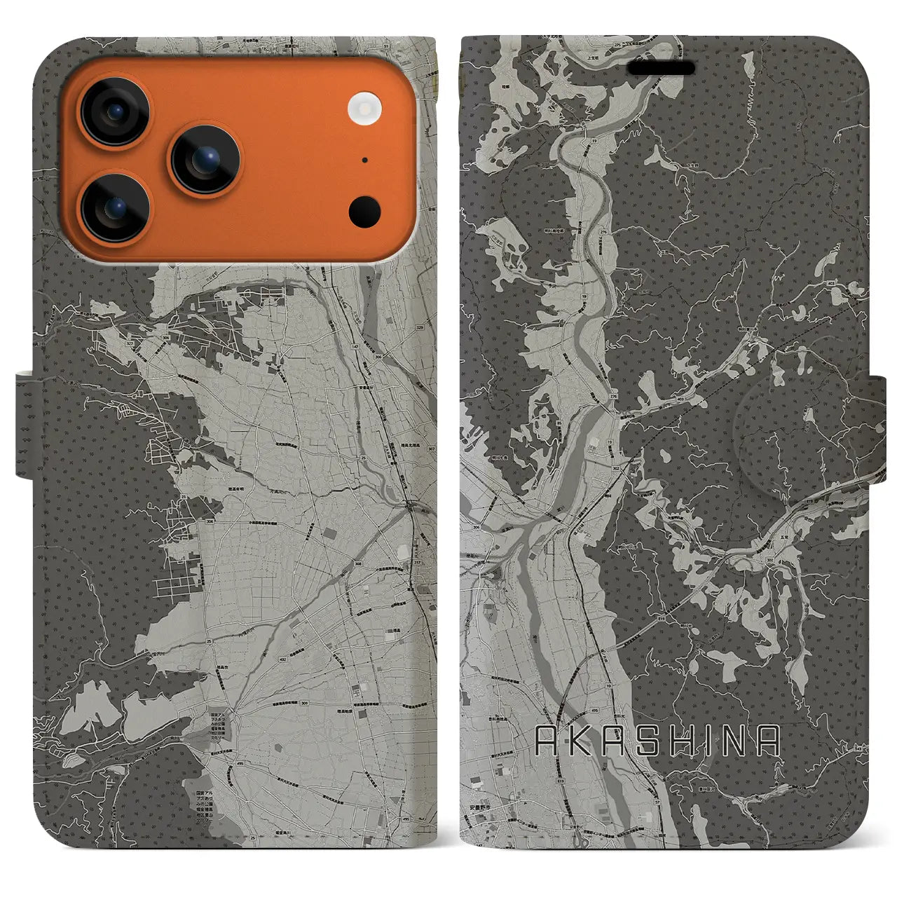 【明科(長野県)】地図柄iPhoneケース(手帳タイプ)