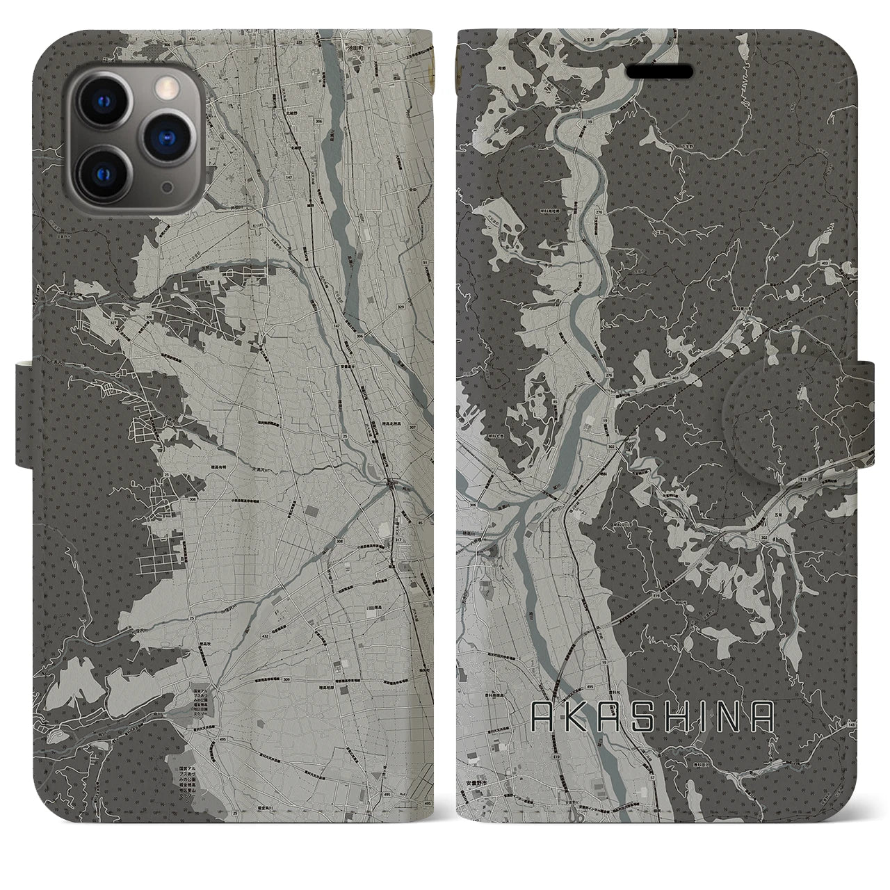 【明科(長野県)】地図柄iPhoneケース(手帳タイプ)