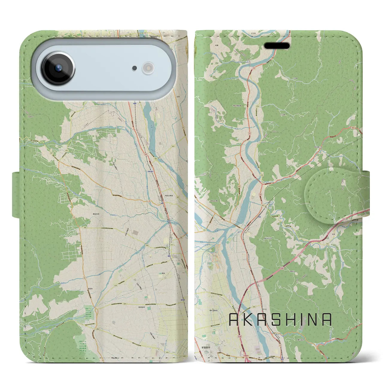 【明科(長野県)】地図柄iPhoneケース(手帳タイプ)