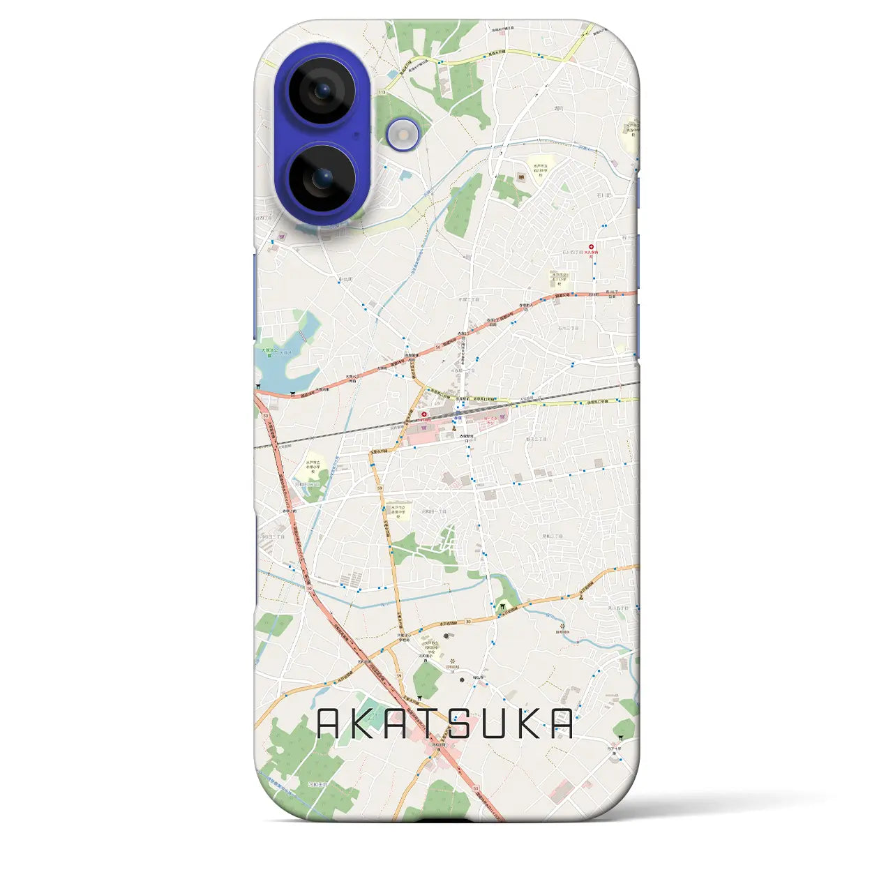 【赤塚(茨城県)】地図柄iPhoneケース(バックカバータイプ)ブラック・iPhone 16 Pro Max 用
