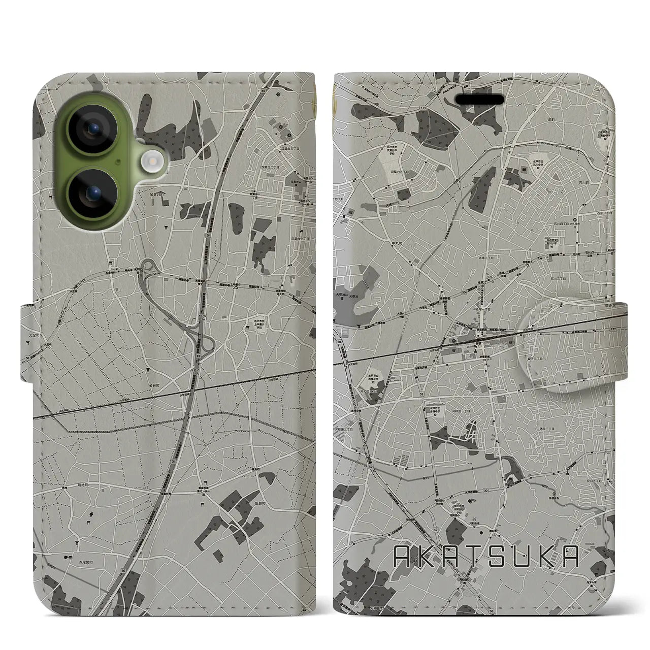 【赤塚(茨城県)】地図柄iPhoneケース(手帳タイプ)