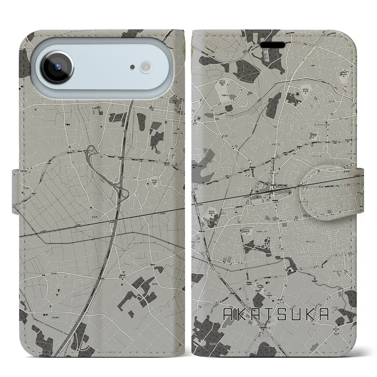 【赤塚(茨城県)】地図柄iPhoneケース(手帳タイプ)
