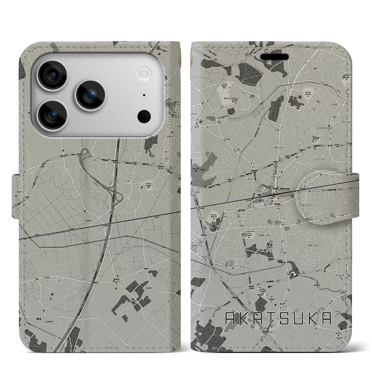 【赤塚(茨城県)】地図柄iPhoneケース(手帳タイプ)