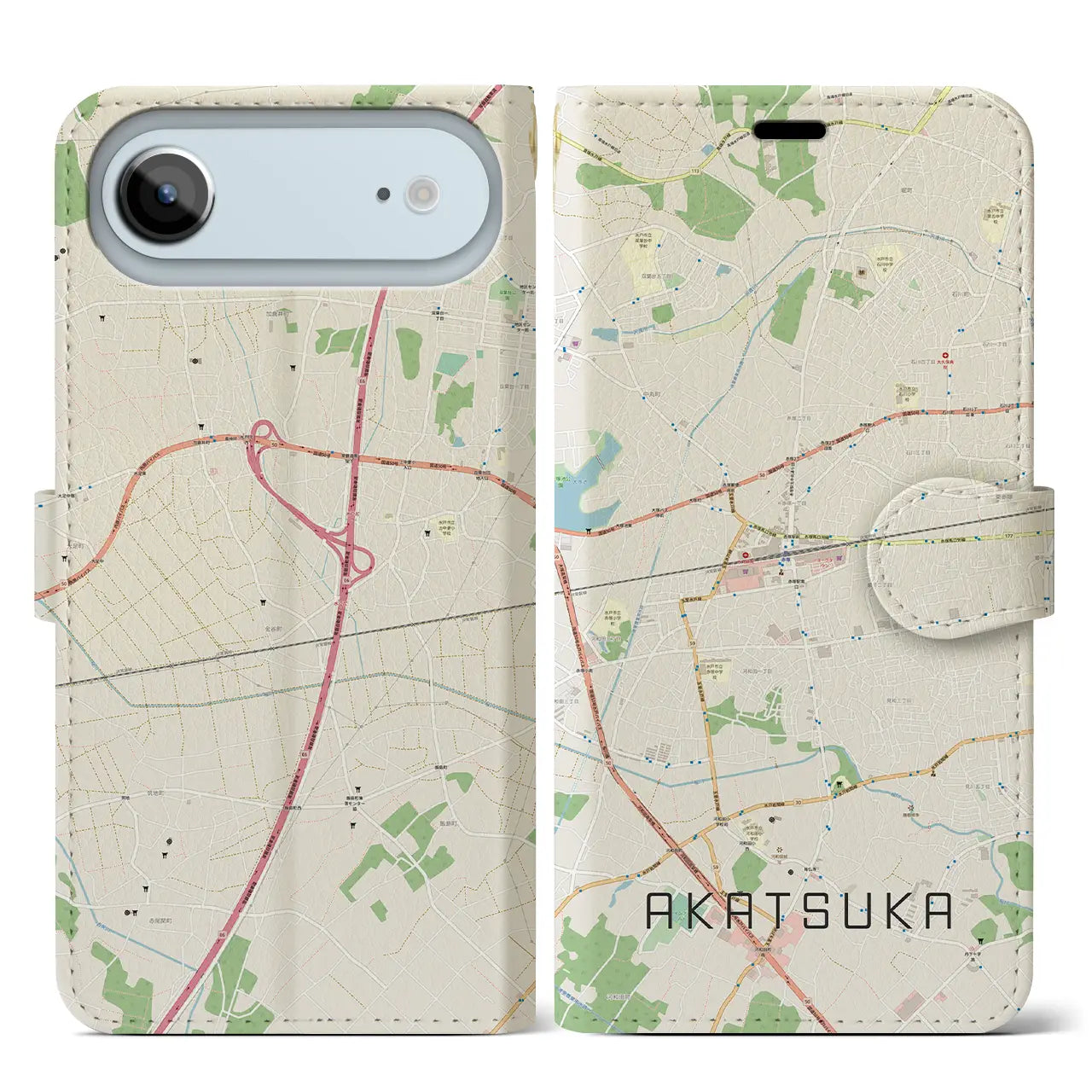 【赤塚(茨城県)】地図柄iPhoneケース(手帳タイプ)
