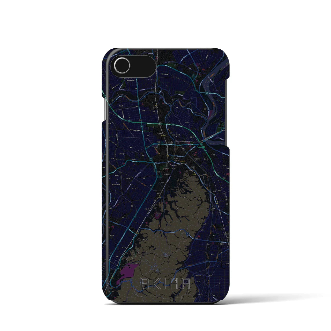 【秋葉(新潟県)】地図柄iPhoneケース(バックカバータイプ)