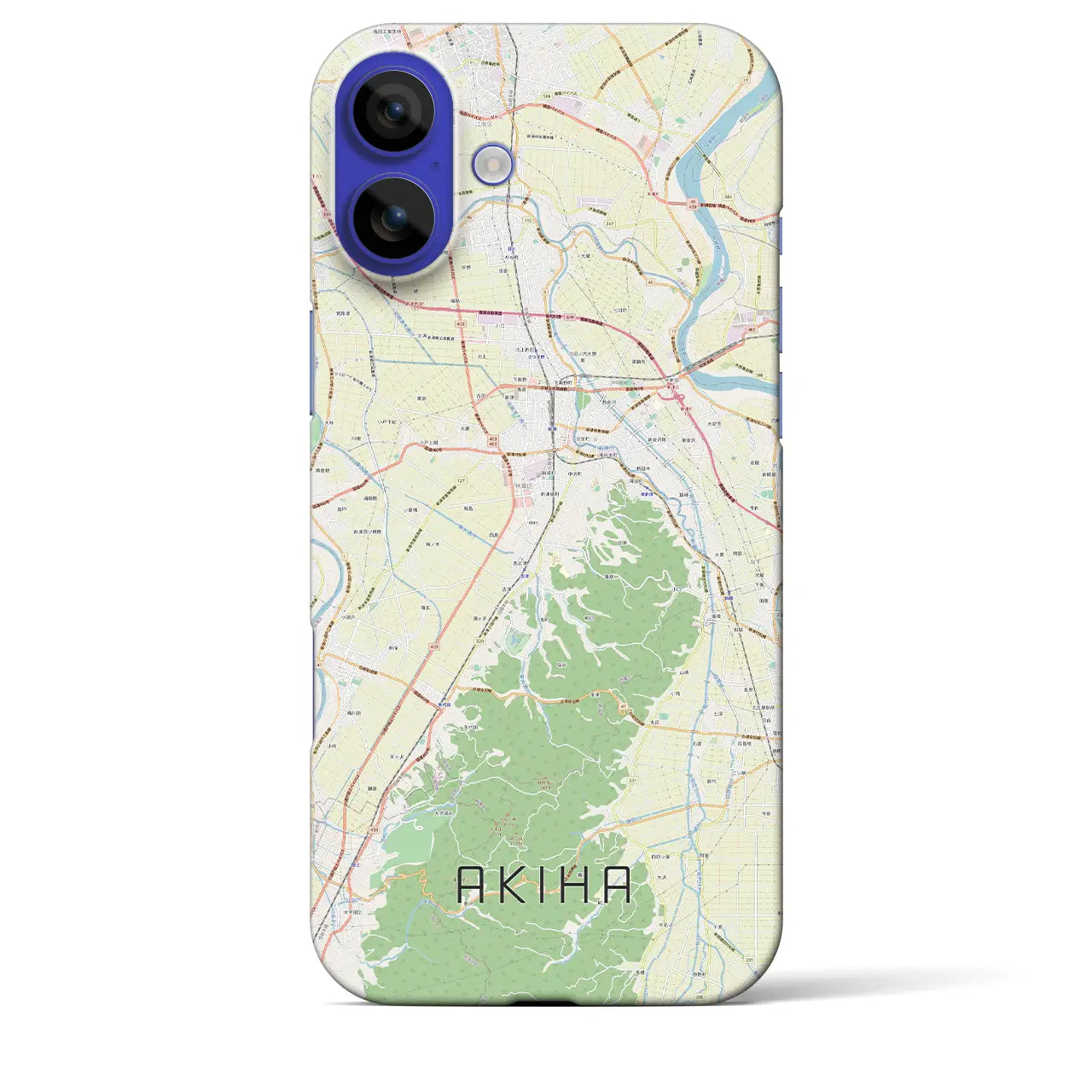 【秋葉(新潟県)】地図柄iPhoneケース(バックカバータイプ)ブラック・iPhone 16 Pro Max 用