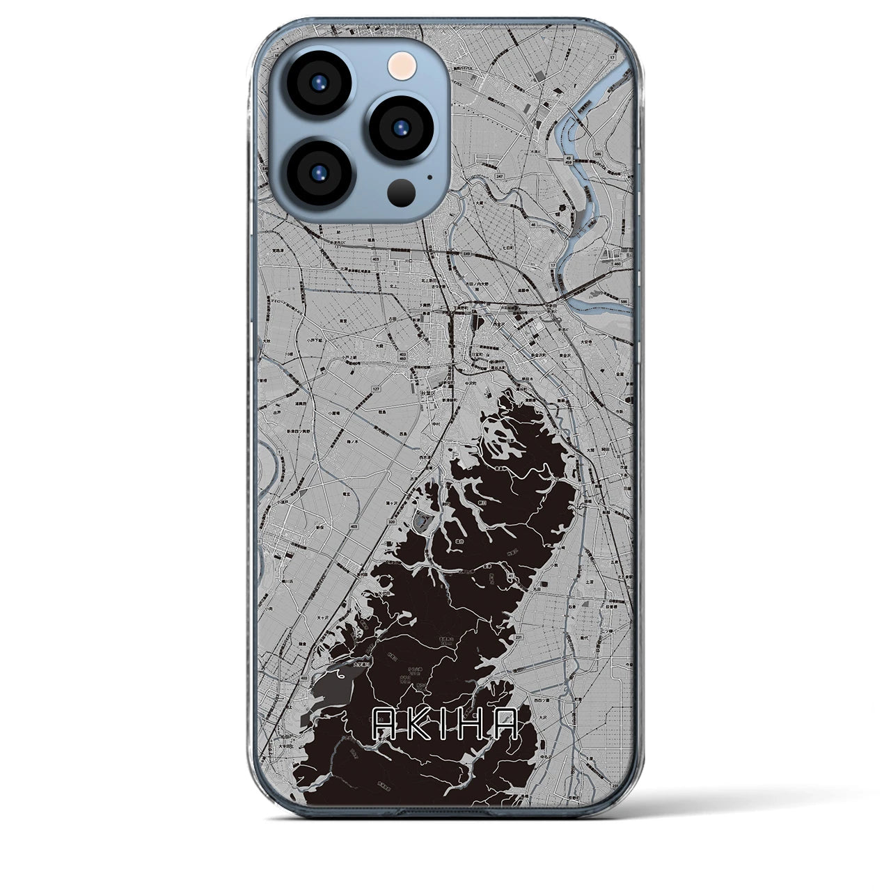 【秋葉(新潟県)】地図柄iPhoneケース(クリアタイプ)