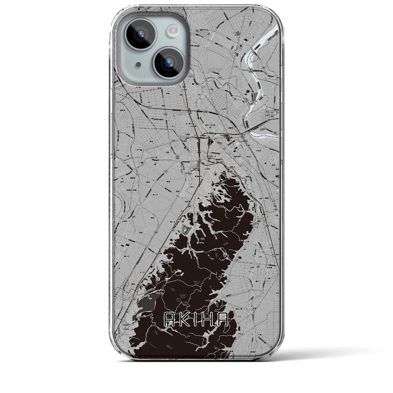 【秋葉(新潟県)】地図柄iPhoneケース(クリアタイプ)