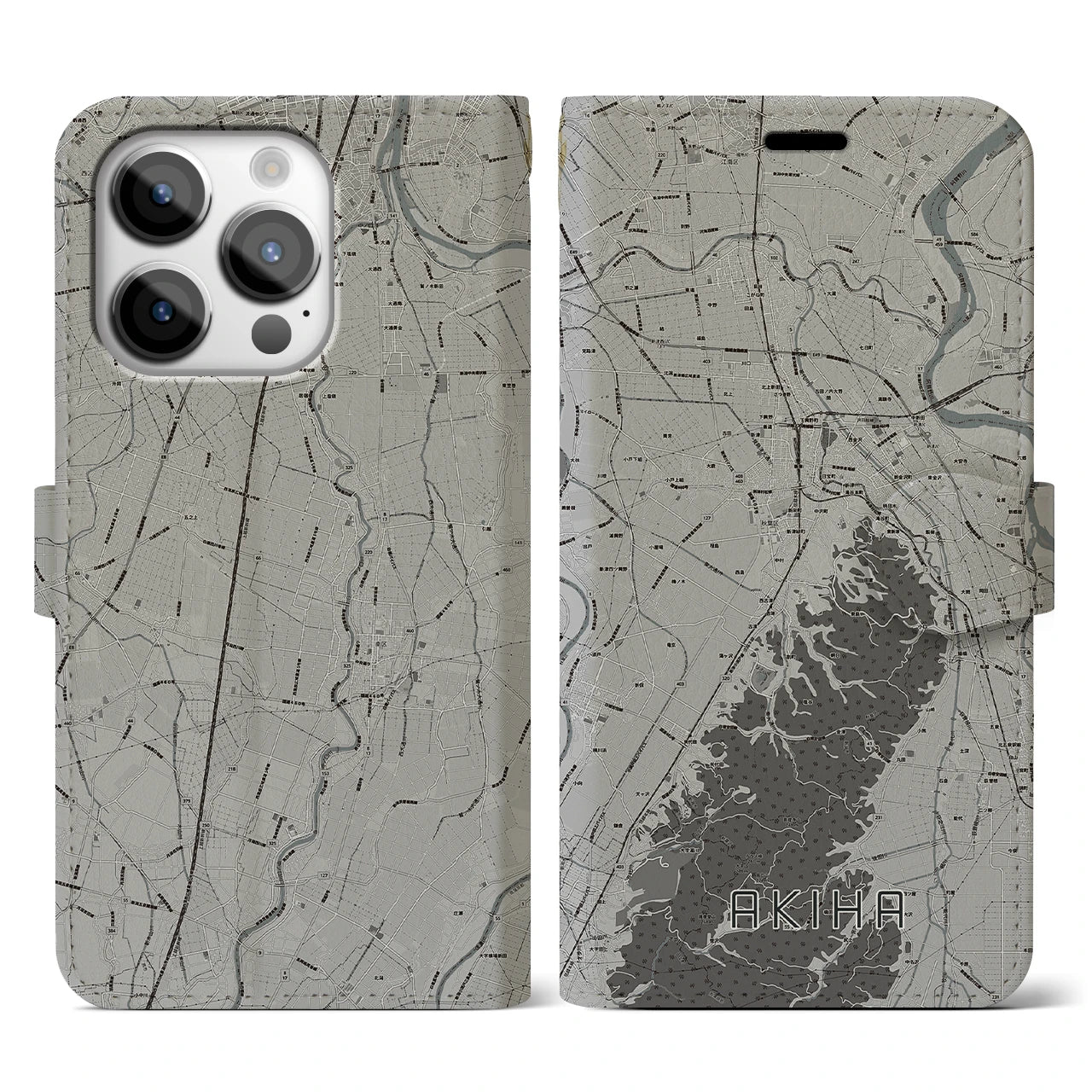 【秋葉(新潟県)】地図柄iPhoneケース(手帳タイプ)