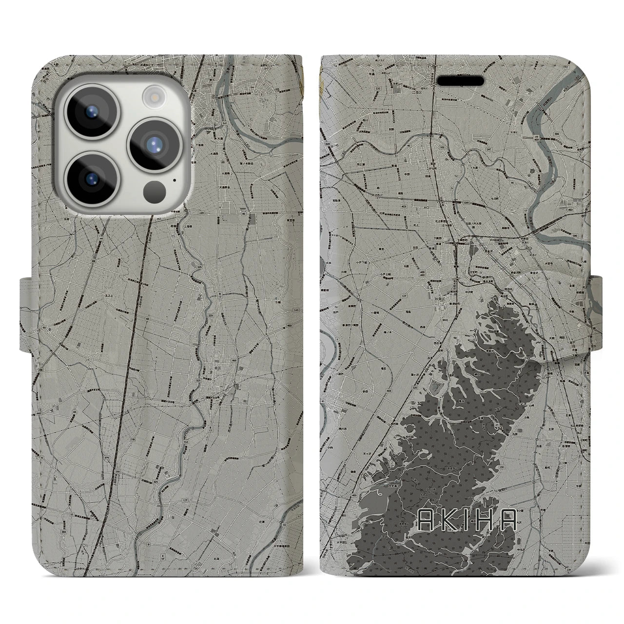 【秋葉(新潟県)】地図柄iPhoneケース(手帳タイプ)