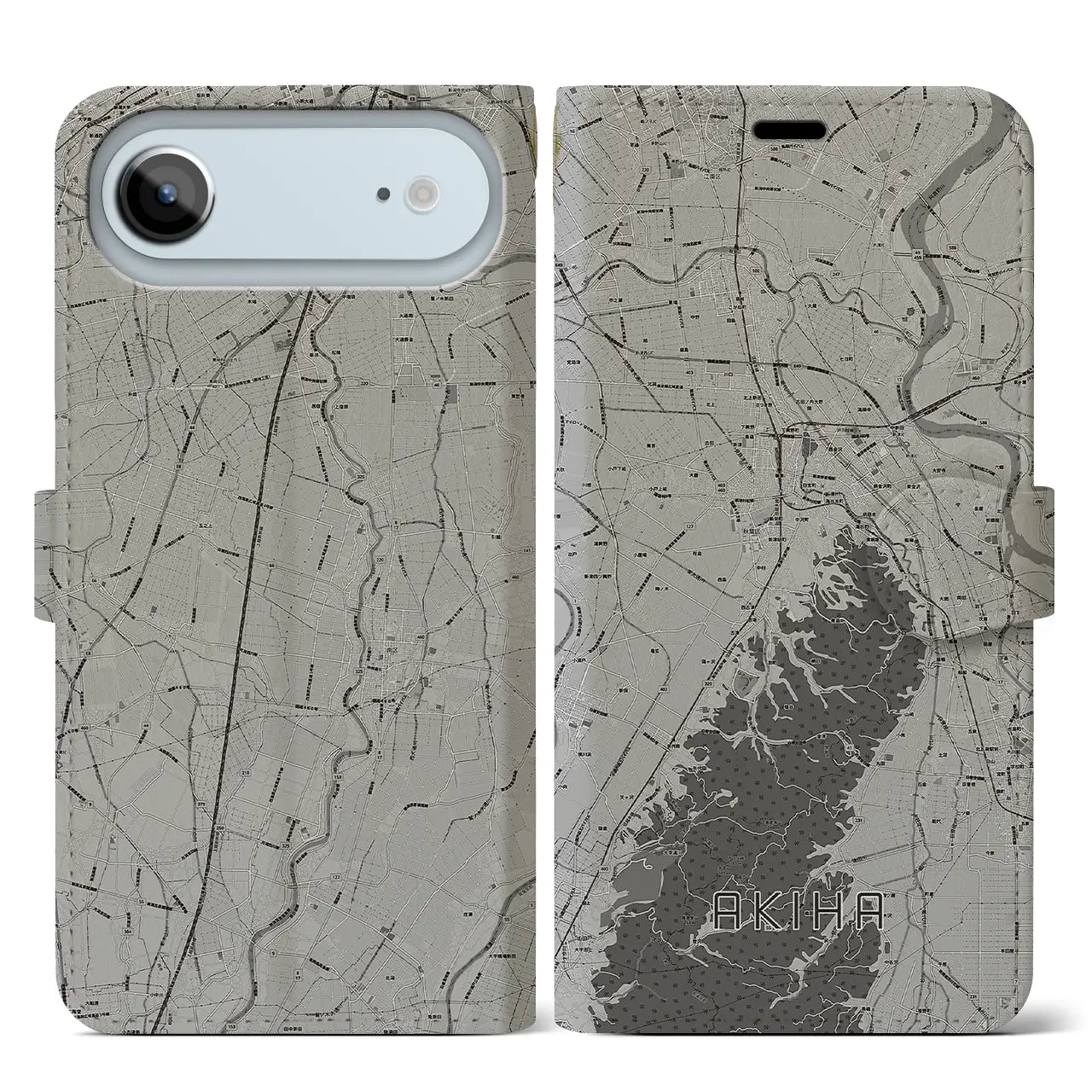 【秋葉(新潟県)】地図柄iPhoneケース(手帳タイプ)