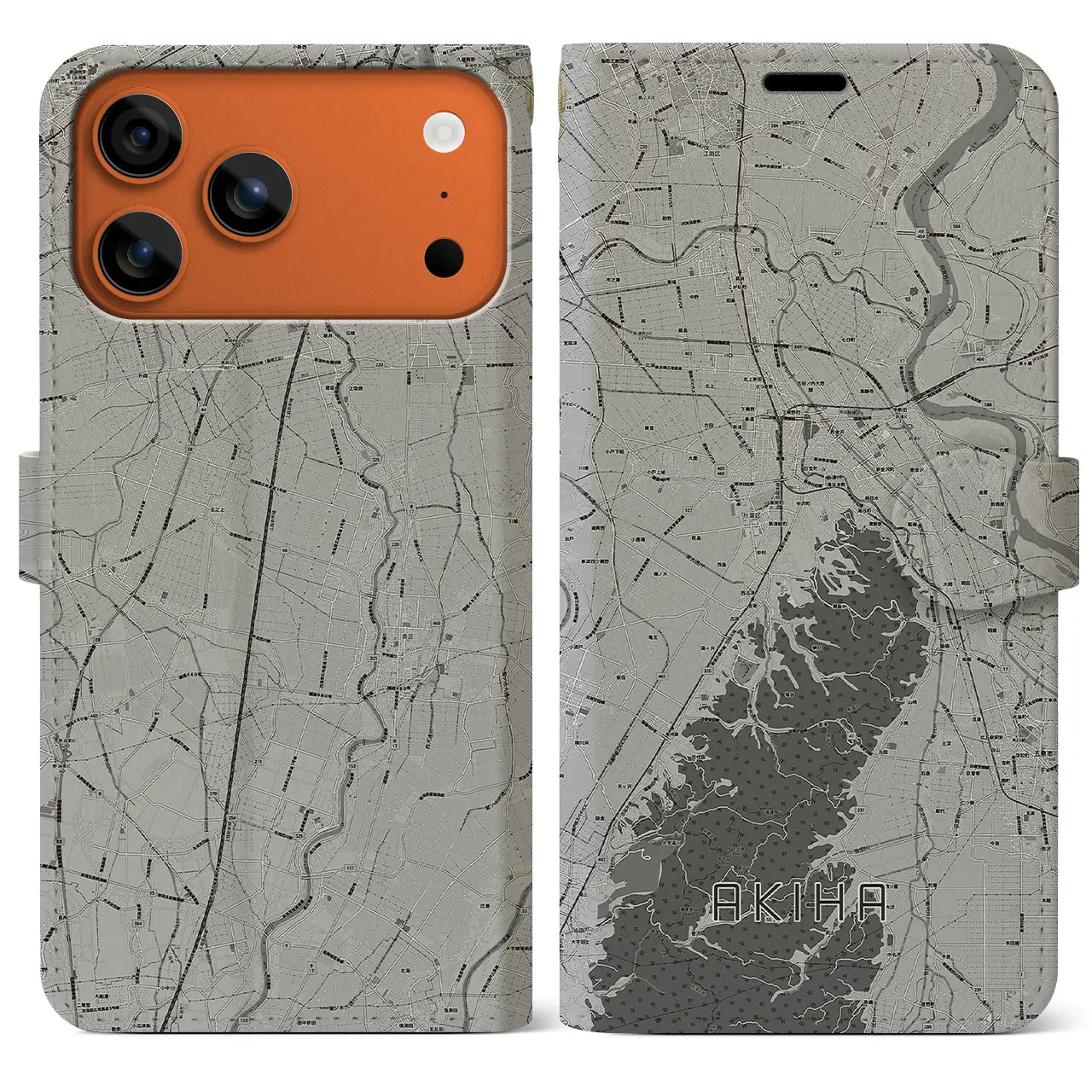 【秋葉(新潟県)】地図柄iPhoneケース(手帳タイプ)