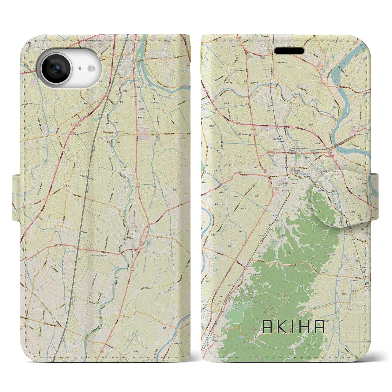 【秋葉(新潟県)】地図柄iPhoneケース(手帳タイプ)