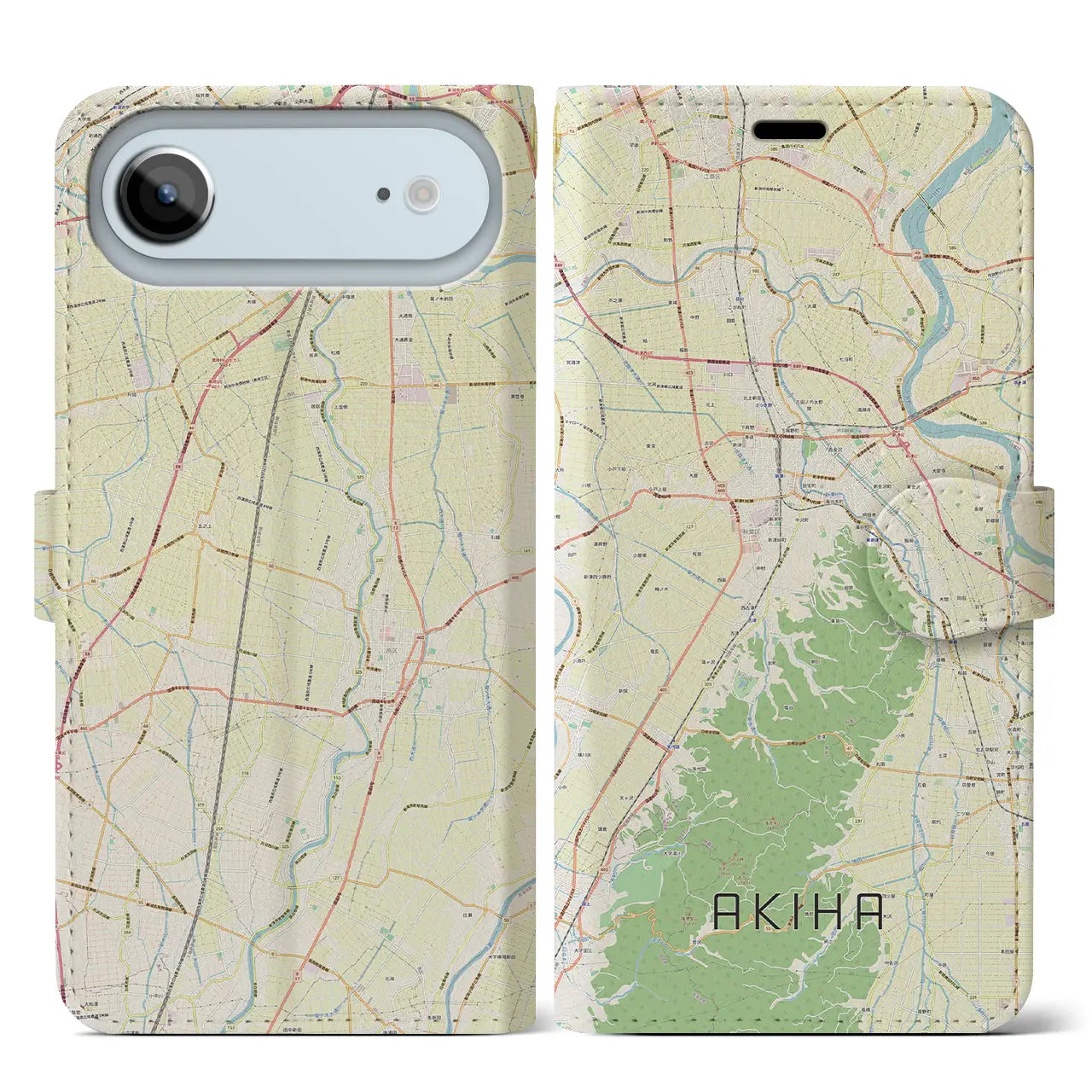 【秋葉(新潟県)】地図柄iPhoneケース(手帳タイプ)