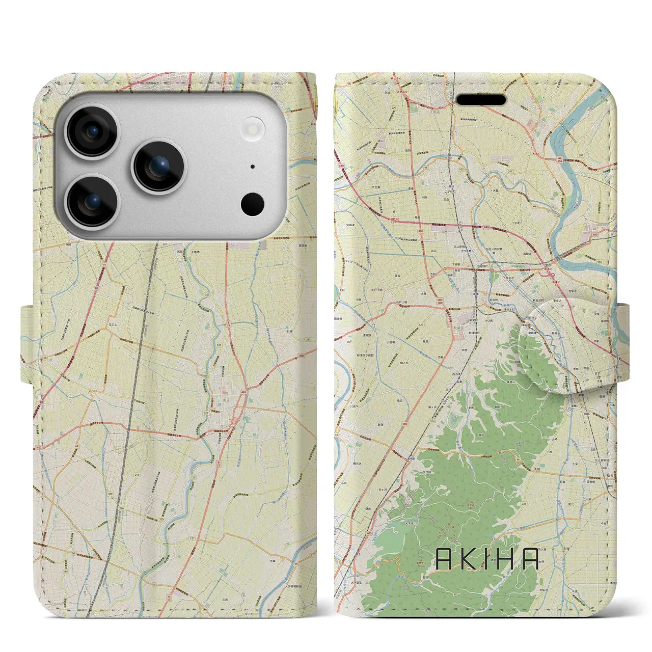 【秋葉(新潟県)】地図柄iPhoneケース(手帳タイプ)