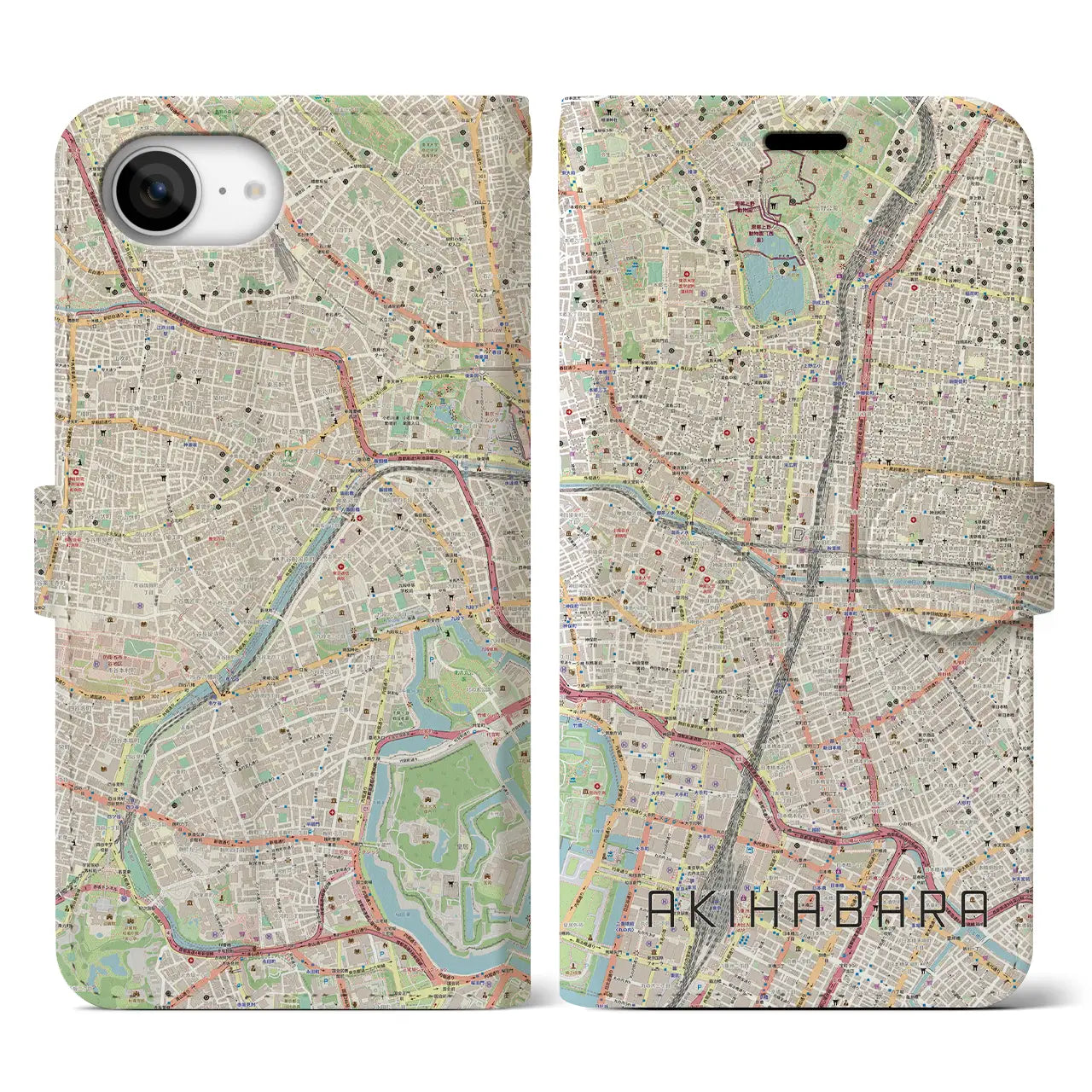 【秋葉原(東京都)】地図柄iPhoneケース(手帳タイプ)