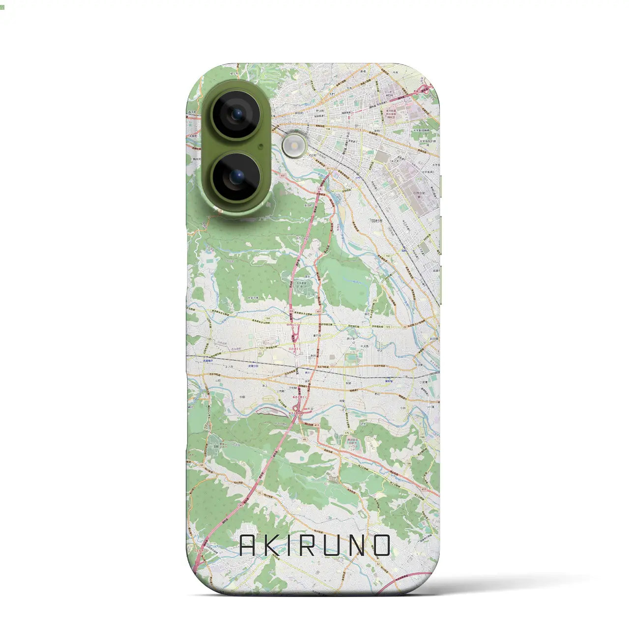 【あきる野(東京都)】地図柄iPhoneケース(バックカバータイプ)ブラック・iPhone 17 Pro Max 用