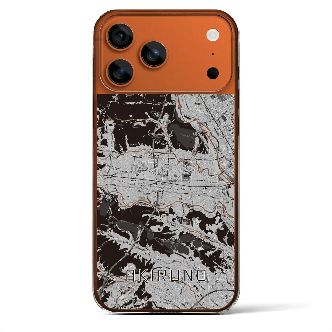 【あきる野(東京都)】地図柄iPhoneケース(クリアタイプ)モノトーン・iPhone 17 Pro Max 用