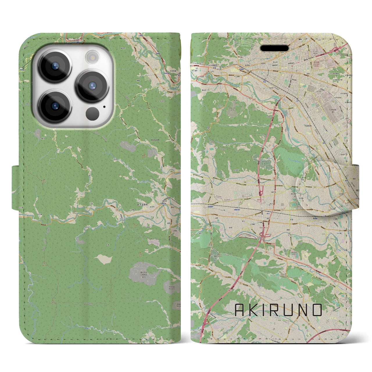 【あきる野(東京都)】地図柄iPhoneケース(手帳タイプ)