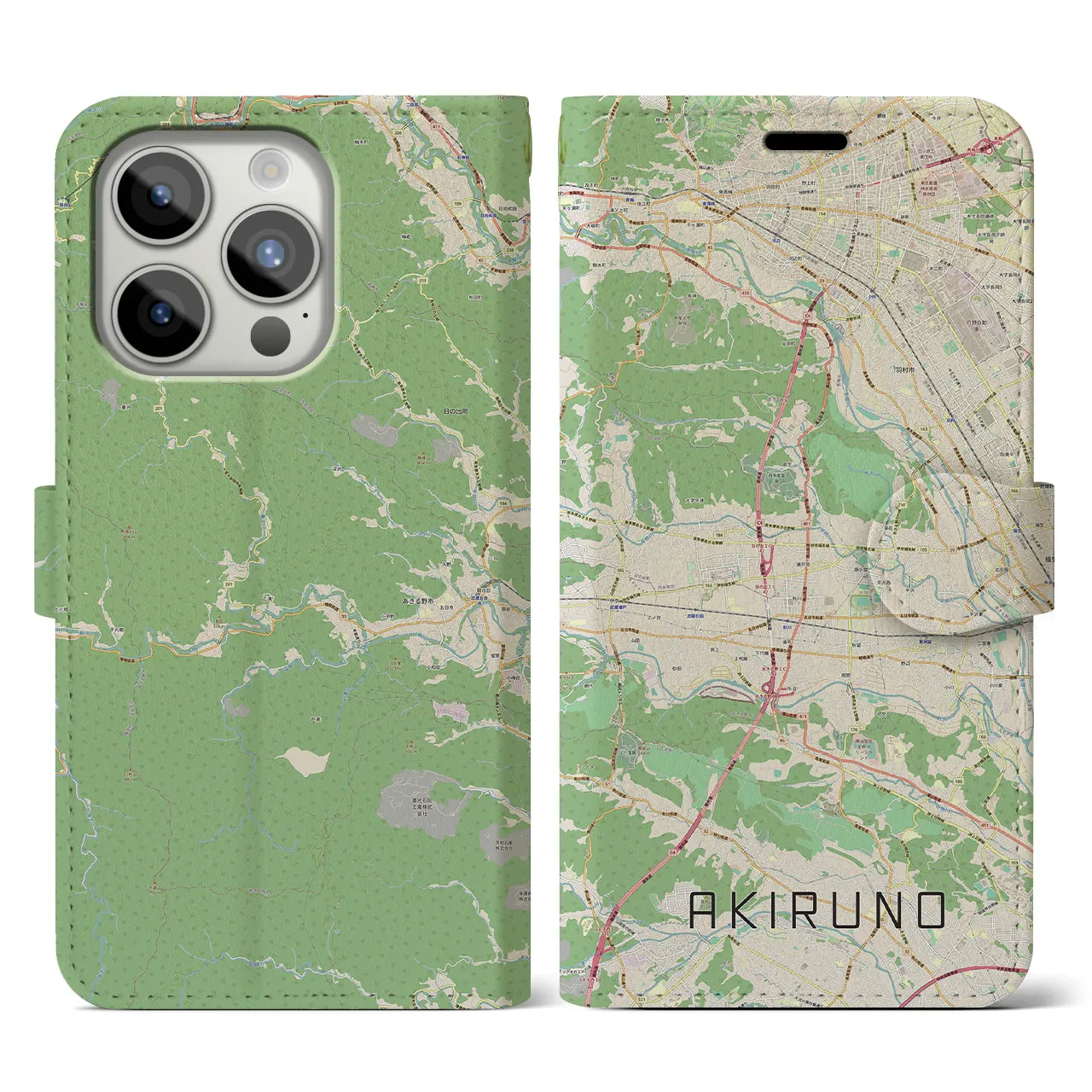 【あきる野(東京都)】地図柄iPhoneケース(手帳タイプ)