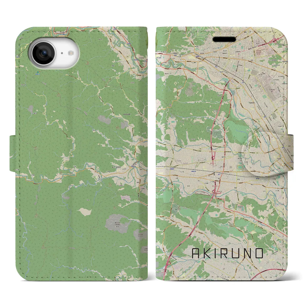 【あきる野(東京都)】地図柄iPhoneケース(手帳タイプ)