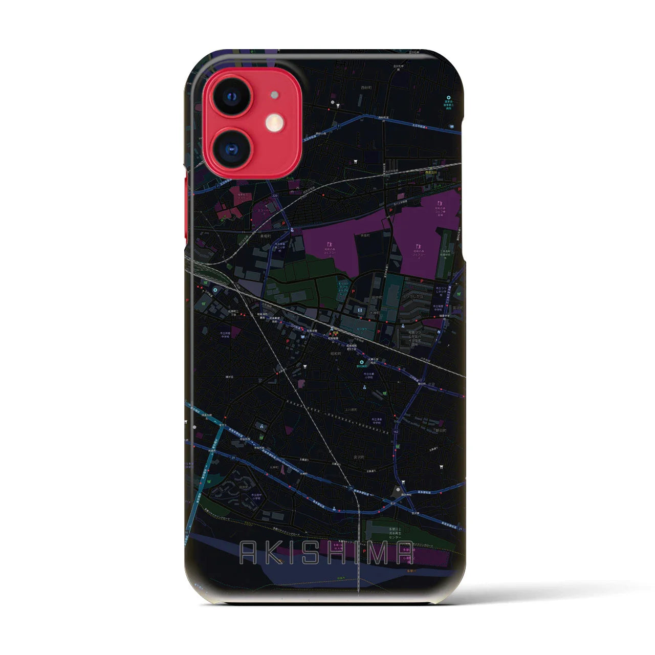 【昭島(東京都)】地図柄iPhoneケース(バックカバータイプ)