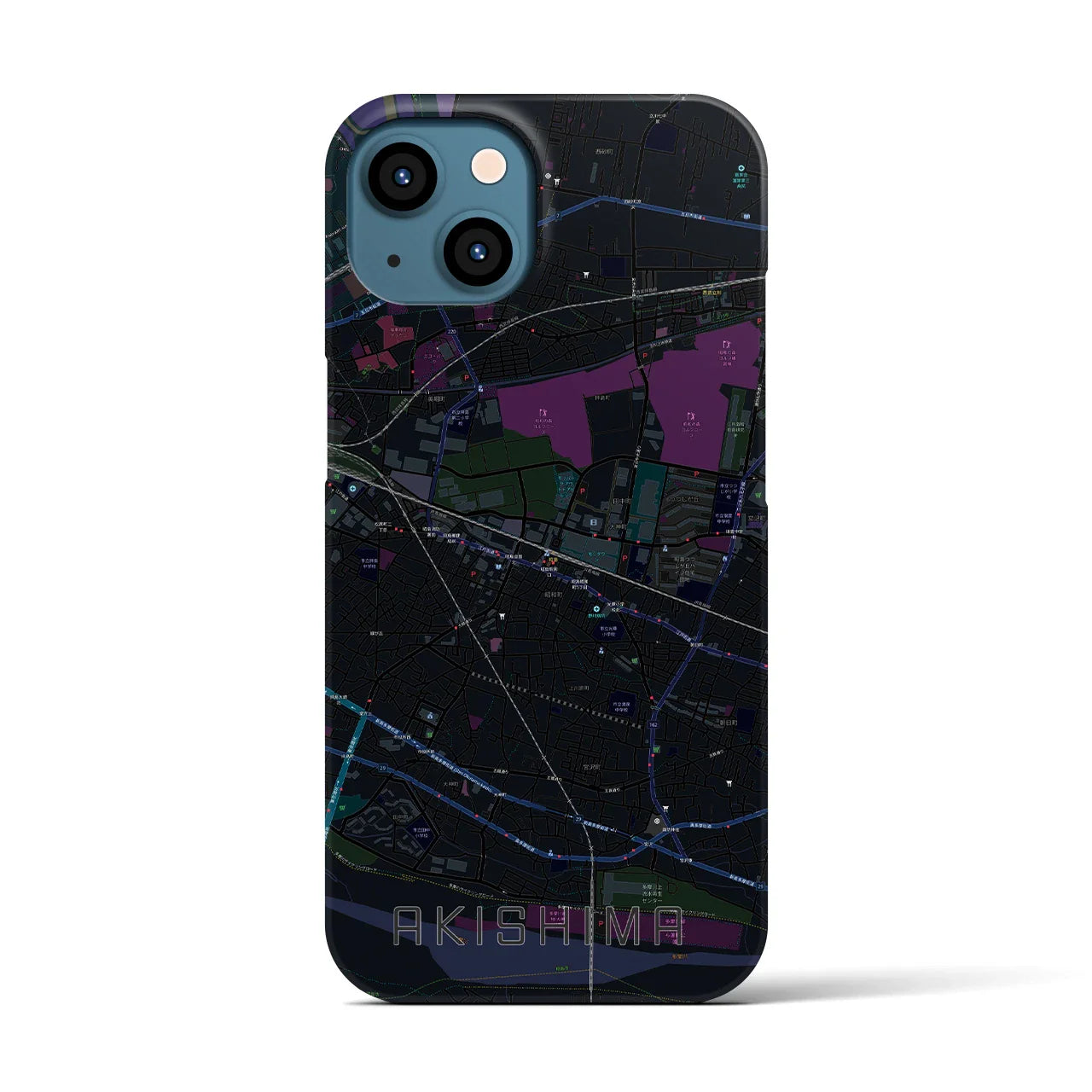 【昭島(東京都)】地図柄iPhoneケース(バックカバータイプ)