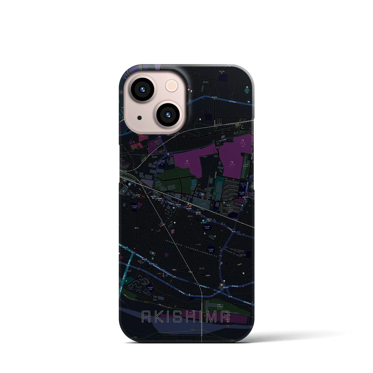 【昭島(東京都)】地図柄iPhoneケース(バックカバータイプ)
