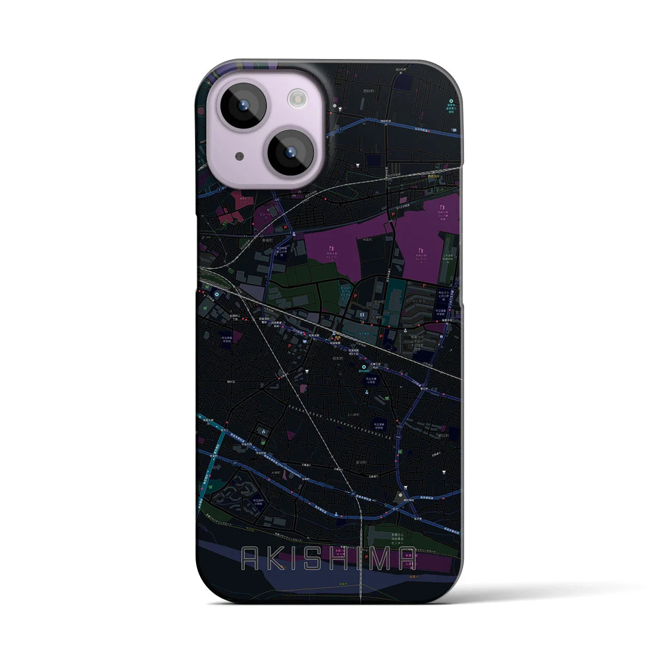 【昭島(東京都)】地図柄iPhoneケース(バックカバータイプ)