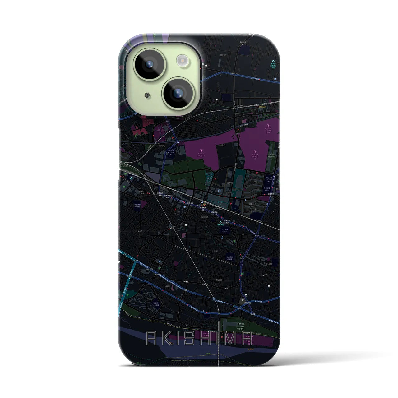 【昭島(東京都)】地図柄iPhoneケース(バックカバータイプ)