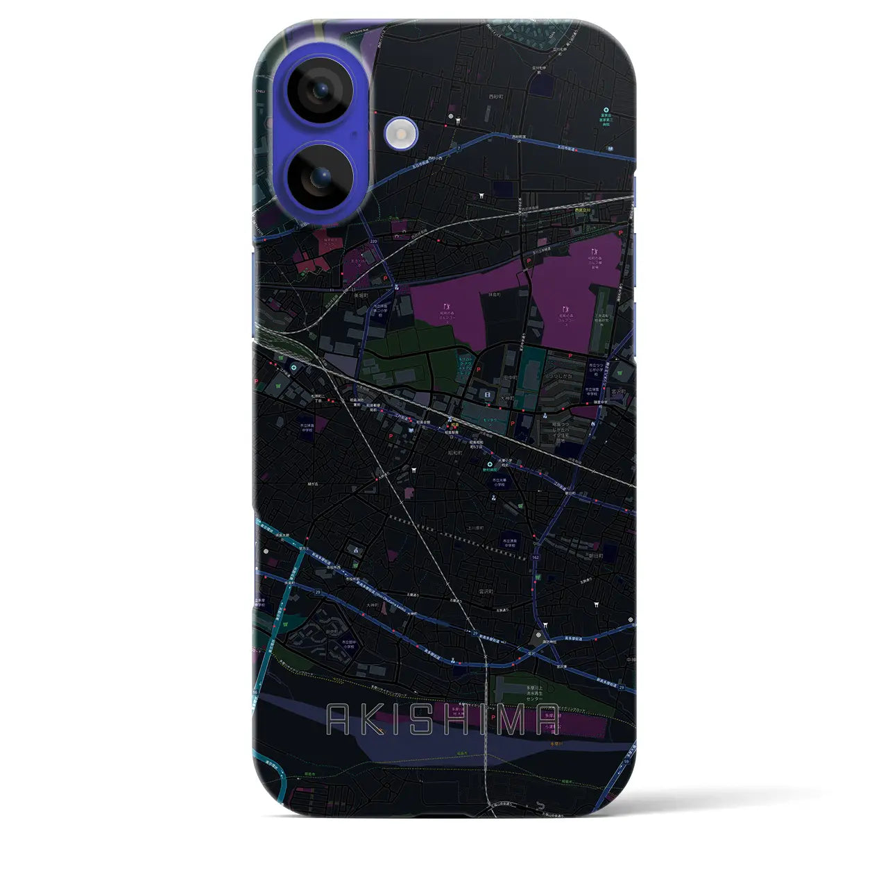【昭島(東京都)】地図柄iPhoneケース(バックカバータイプ)