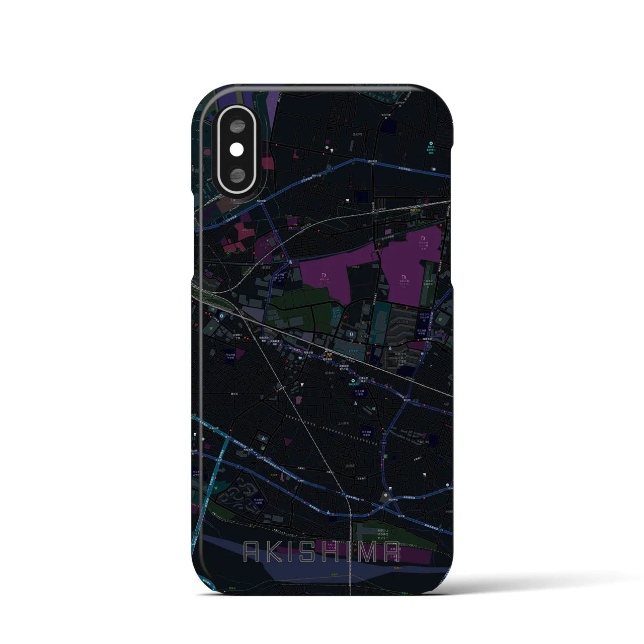 【昭島(東京都)】地図柄iPhoneケース(バックカバータイプ)