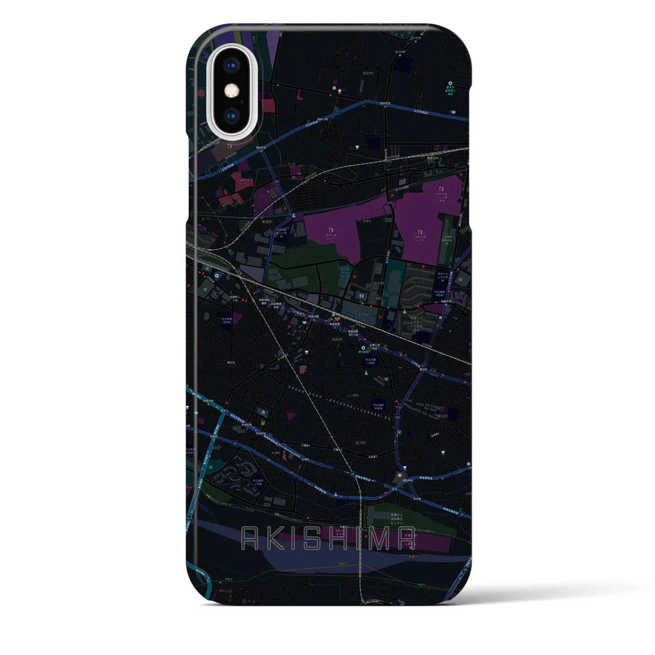 【昭島(東京都)】地図柄iPhoneケース(バックカバータイプ)