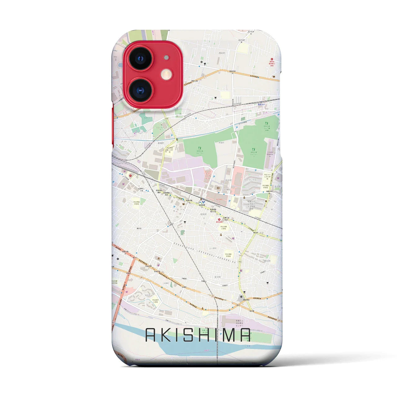 【昭島(東京都)】地図柄iPhoneケース(バックカバータイプ)