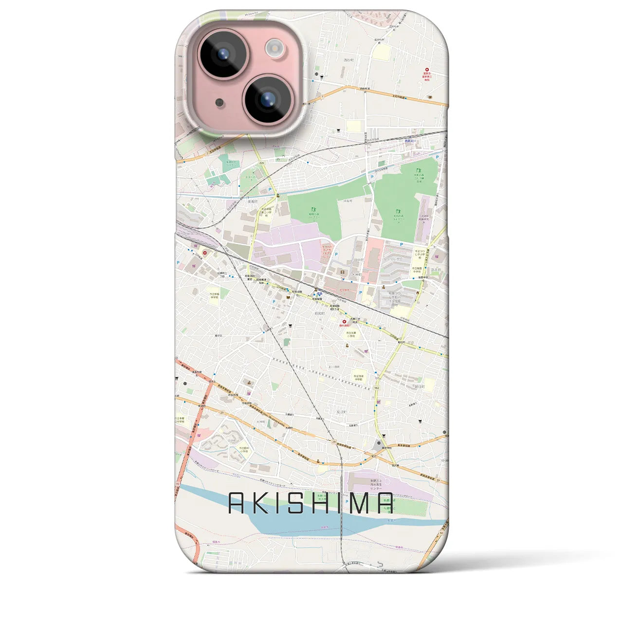 【昭島(東京都)】地図柄iPhoneケース(バックカバータイプ)