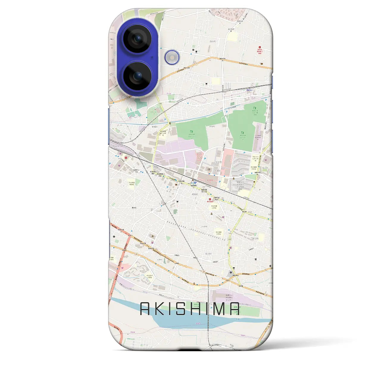 【昭島(東京都)】地図柄iPhoneケース(バックカバータイプ)ブラック・iPhone 16 Pro Max 用